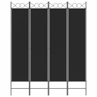 Kamerscherm met 4 panelen 160x200 cm stof zwart 3