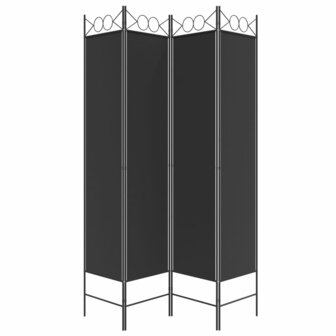 Kamerscherm met 4 panelen 160x200 cm stof zwart 4