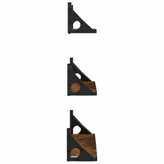 3-delige Wandschappenset bewerkt hout gerookt eikenkleurig 5