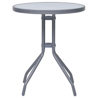 Tuintafel 60 cm staal en glas lichtgrijs 2