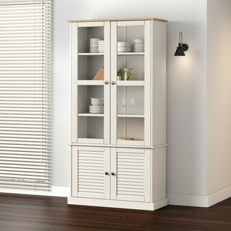 Vitrinekast VIGO 85x35x170 cm massief grenenhout wit 1