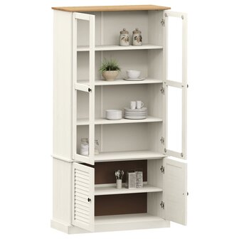 Vitrinekast VIGO 85x35x170 cm massief grenenhout wit 3