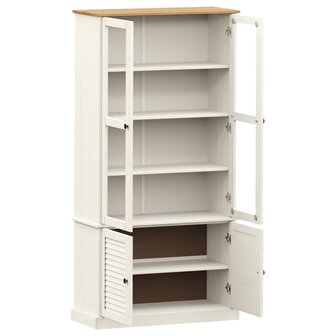 Vitrinekast VIGO 85x35x170 cm massief grenenhout wit 5