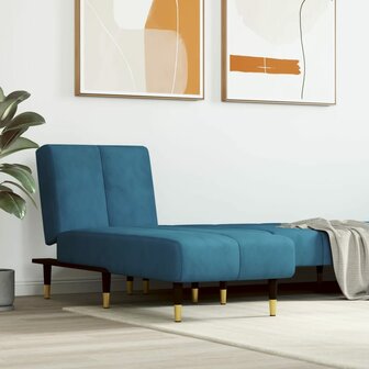 Chaise longue fluweel blauw 1