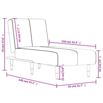 Chaise longue fluweel blauw 8