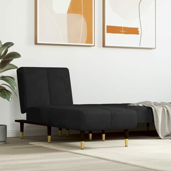 Chaise longue fluweel zwart 1
