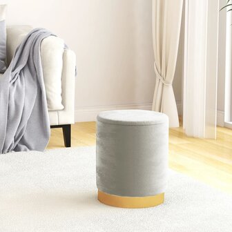 Hocker met opbergruimte rond fluweel lichtgrijs 1