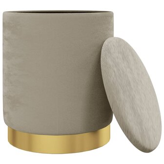 Hocker met opbergruimte rond fluweel donkergrijs 3