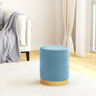 Hocker met opbergruimte rond fluweel lichtblauw 1