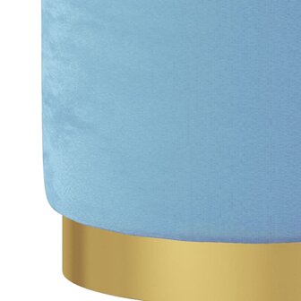 Hocker met opbergruimte rond fluweel lichtblauw 4