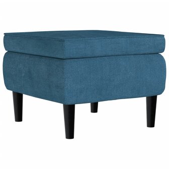 Kruk met houten poten fluweel blauw 2