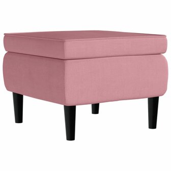 Kruk met houten poten fluweel roze 2