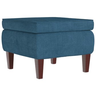 Kruk met houten poten fluweel blauw 2