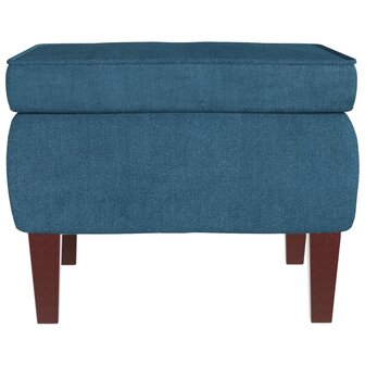 Kruk met houten poten fluweel blauw 3