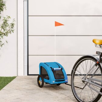 Hondenfietstrailer oxford stof en ijzer blauw 1