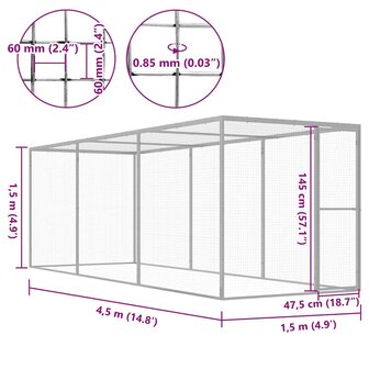 Kattenkooi 4,5x1,5x1,5 m gegalvaniseerd staal 5