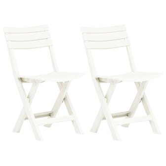 Tuinstoelen inklapbaar 2 st kunststof wit 1