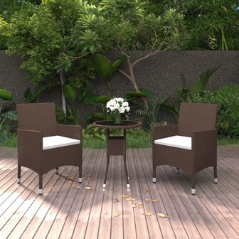3-delige Tuinset poly rattan bruin 1
