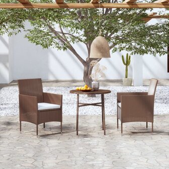 3-delige Tuinset poly rattan bruin 1