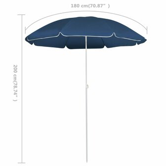 Parasol met stalen paal 180 cm blauw 5