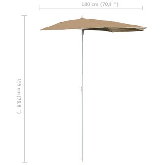 Parasol half met paal 180x90 cm taupe 8