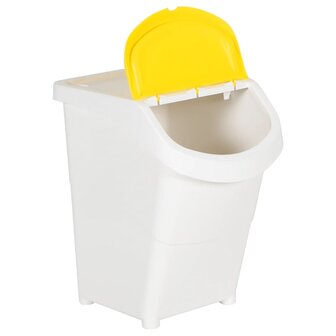 Afvalbakken met deksels stapelbaar 3 st PP 120 L wit 3