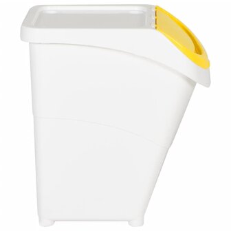 Afvalbakken met deksels stapelbaar 3 st PP 120 L wit 4