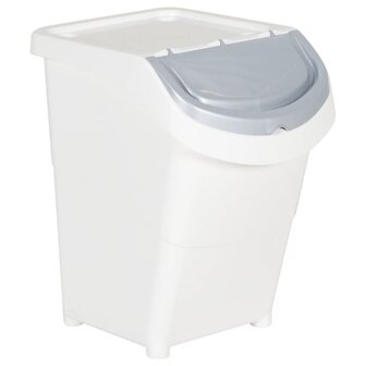 Afvalbakken met deksels stapelbaar 3 st PP 120 L wit 6