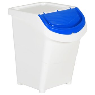 Afvalbakken met deksels stapelbaar 3 st PP 120 L wit 7
