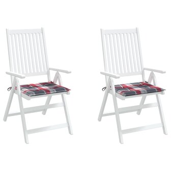 Tuinstoelkussens 2 st 40x40x3 cm oxford stof ruitpatroon rood 4