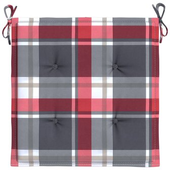 Tuinstoelkussens 2 st 40x40x3 cm oxford stof ruitpatroon rood 6