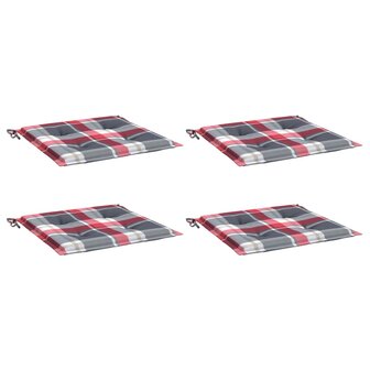 Tuinstoelkussens 4 st 40x40x3 cm oxford stof ruitpatroon rood 3