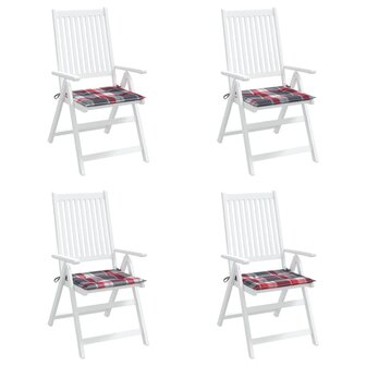 Tuinstoelkussens 4 st 40x40x3 cm oxford stof ruitpatroon rood 4
