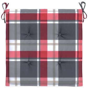Tuinstoelkussens 4 st 40x40x3 cm oxford stof ruitpatroon rood 6