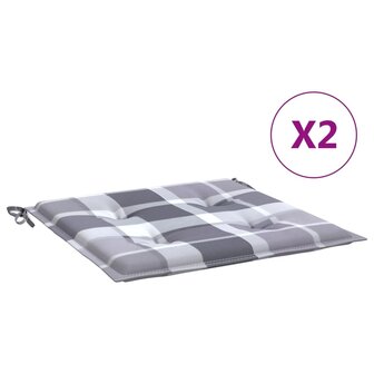 Tuinstoelkussens 2 st 40x40x3 cm oxford stof ruitpatroon grijs 2