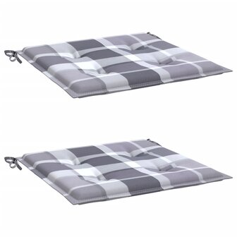 Tuinstoelkussens 2 st 40x40x3 cm oxford stof ruitpatroon grijs 3