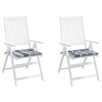 Tuinstoelkussens 2 st 40x40x3 cm oxford stof ruitpatroon grijs 4