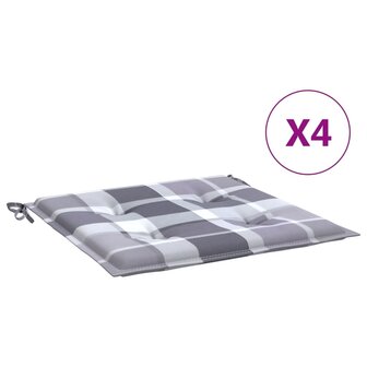 Tuinstoelkussens 4 st 40x40x3 cm oxford stof ruitpatroon grijs 2