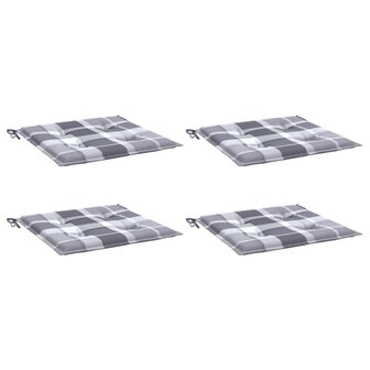 Tuinstoelkussens 4 st 40x40x3 cm oxford stof ruitpatroon grijs 3