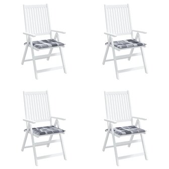Tuinstoelkussens 4 st 40x40x3 cm oxford stof ruitpatroon grijs 4