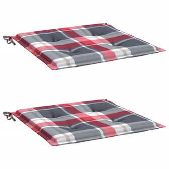 Tuinstoelkussens 2 st 50x50x3 cm oxford stof ruitpatroon rood 3
