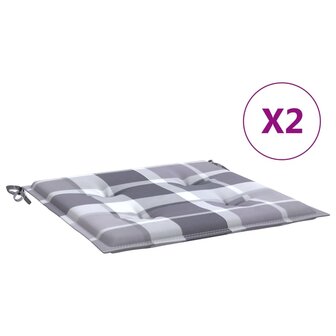 Tuinstoelkussens 2 st 50x50x3 cm oxford stof ruitpatroon grijs 2