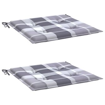 Tuinstoelkussens 2 st 50x50x3 cm oxford stof ruitpatroon grijs 3