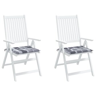 Tuinstoelkussens 2 st 50x50x3 cm oxford stof ruitpatroon grijs 4