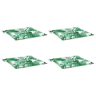 Stoelkussens 4 st bladpatroon 40x40x3 cm stof 3
