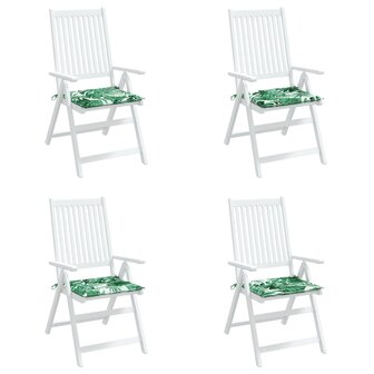 Stoelkussens 4 st bladpatroon 40x40x3 cm stof 4