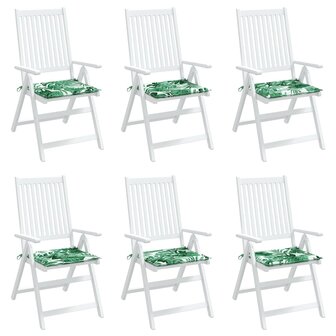 Stoelkussens 6 st bladpatroon 40x40x3 cm stof 4
