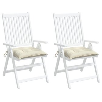 Stoelkussens 2 st 40x40x7 cm stof cr&egrave;mewit 4