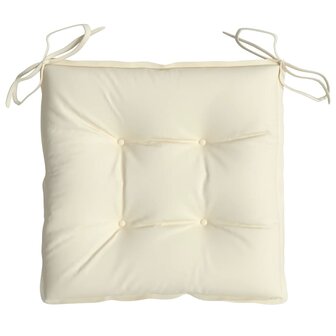 Stoelkussens 2 st 40x40x7 cm stof cr&egrave;mewit 6