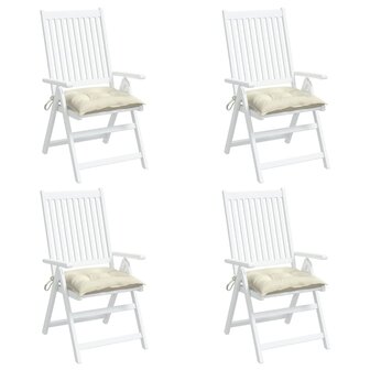 Stoelkussens 4 st 40x40x7 cm oxford stof cr&egrave;mewit 4